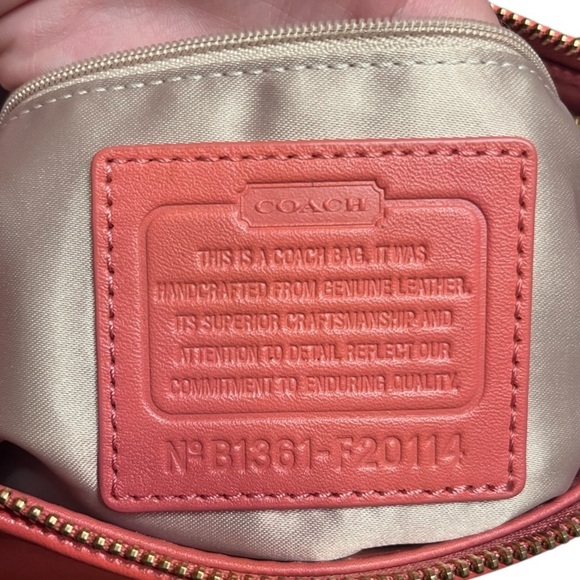 Coach Ashley Leather Convertible Hobo Bag - Coral Orange - Picture 10 of 15